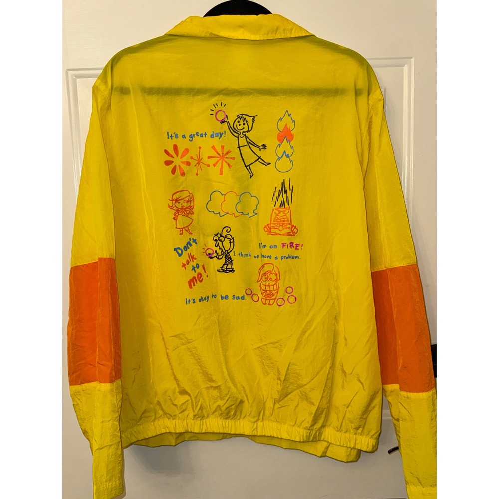 Disney Parks Inside Out Windbreaker Jacket Yellow Orange Half Zip Large Pixar